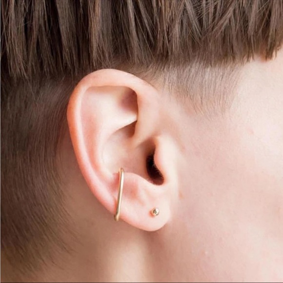 Handmade Fake Piercing Ear Cuff - 14k Rose Gold Plated - Picture 1 of 2